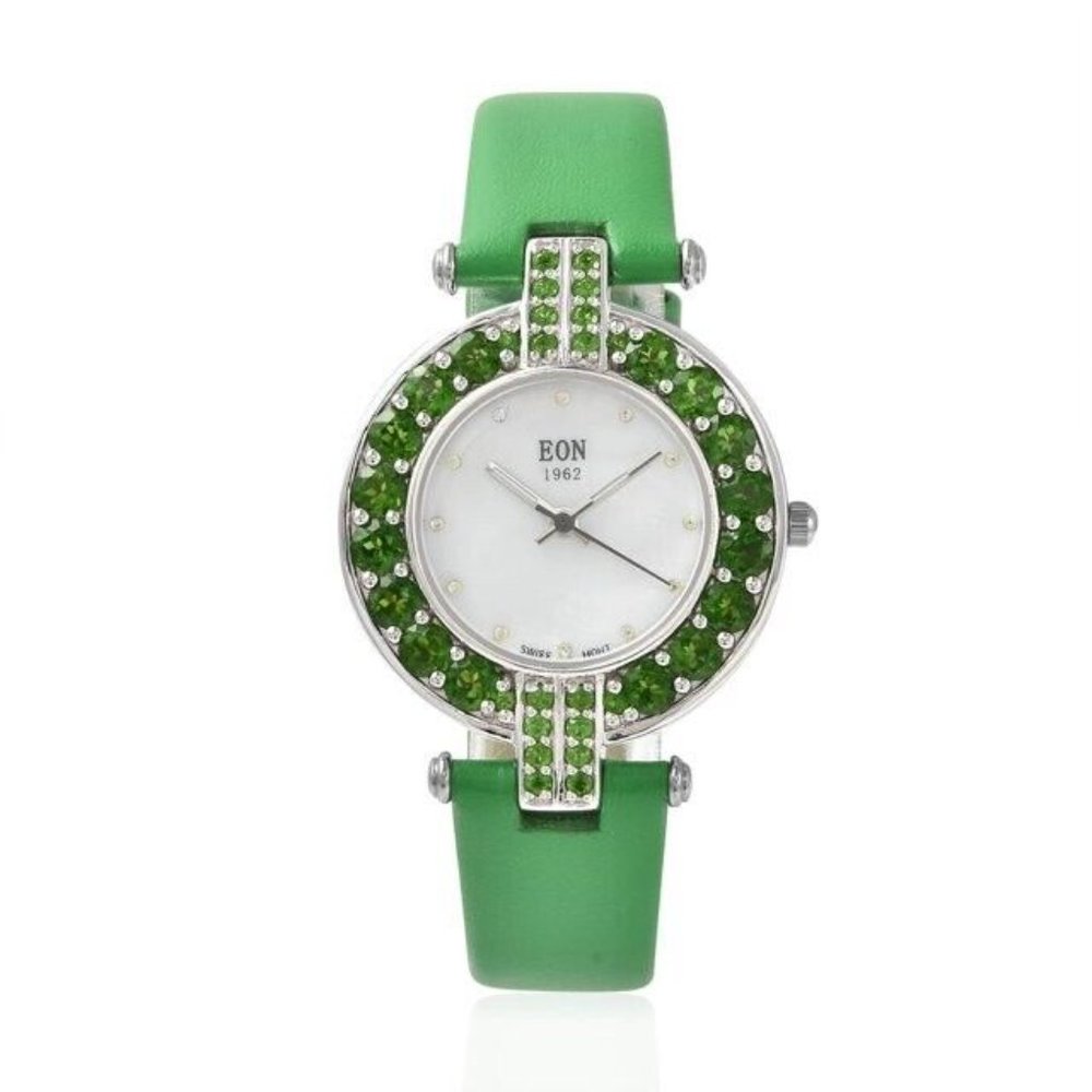 EON 1962 Chrome Diopside, White Zircon Swiss Movement MOP Dial Watch